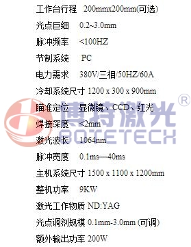 眼镜架激光焊接机参数 眼镜架激光焊接机参数